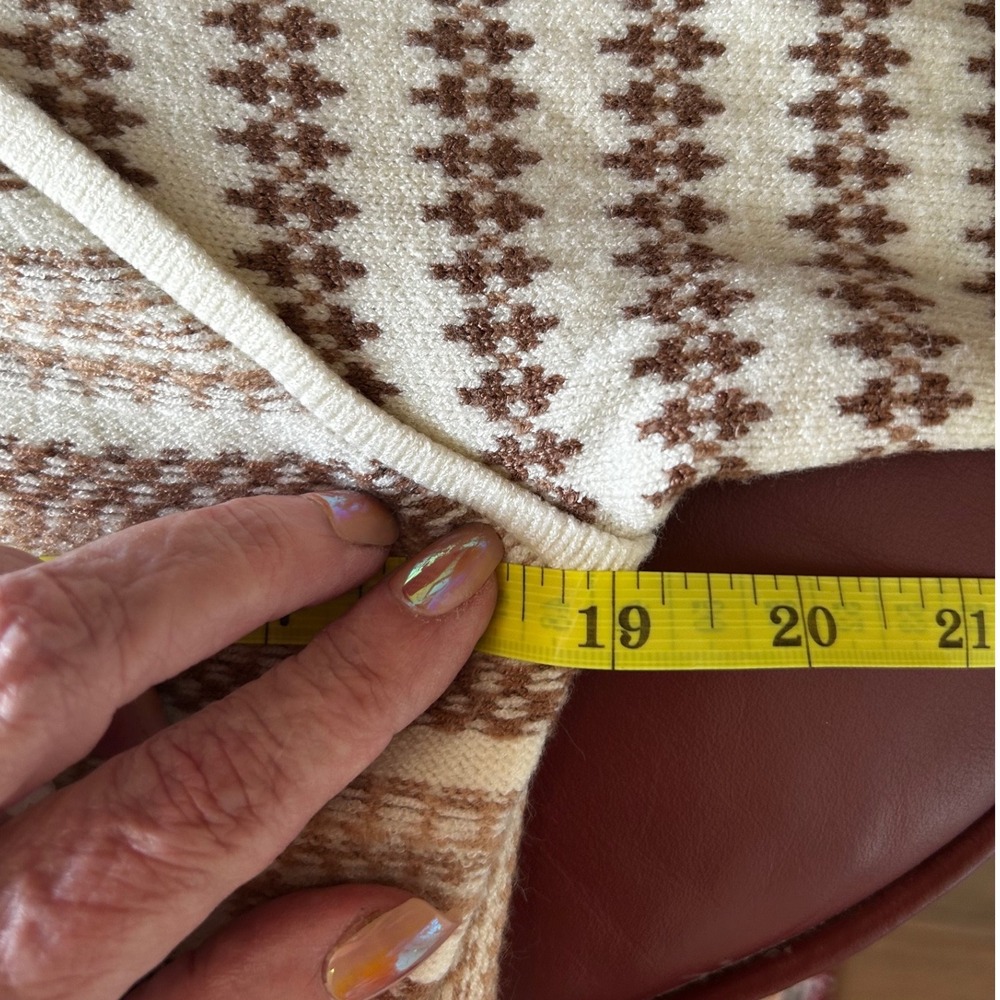 CYRUS Womens S Mock Neck Sweater Cream Brown Striped Textured Knit Quiet Luxury - Picture 5 of 7
